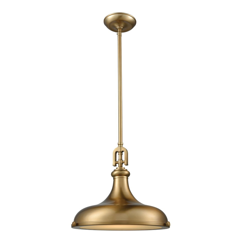 Atlas Rutherford Vintage 15" Pendant Light - Satin Brass Finish with Frosted Glass Diffuser for Warm Glow CL11819-BS1