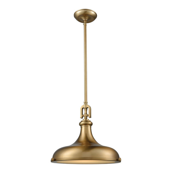 Atlas Rutherford Vintage 15" Pendant Light - Satin Brass Finish with Frosted Glass Diffuser for Warm Glow CL11819-BS1