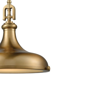Atlas Rutherford Vintage 15" Pendant Light - Satin Brass Finish with Frosted Glass Diffuser for Warm Glow CL11819-BS1