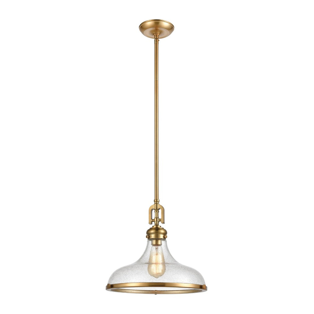 Atlas Rutherford 15'' Wide Vintage-Inspired 1-Light Pendant in Satin Brass with Frosted Glass Diffuser CL11819-BS2