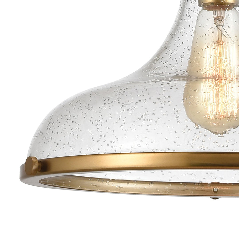 Atlas Rutherford 15'' Wide Vintage-Inspired 1-Light Pendant in Satin Brass with Frosted Glass Diffuser CL11819-BS2