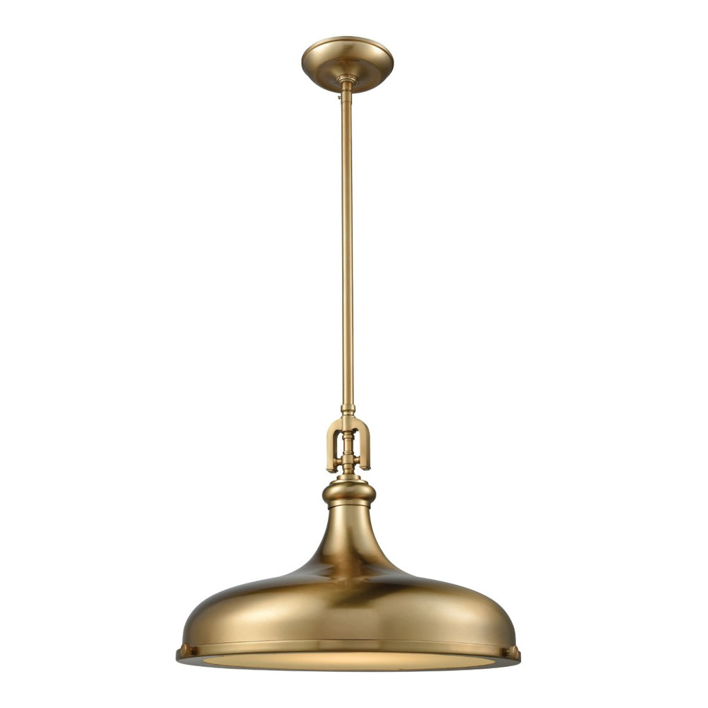Atlas Rutherford Elegant 1-Light Pendant with Frosted Glass Diffuser for Vintage-Inspired Indoor Lighting Satin Brass CL11820-BS