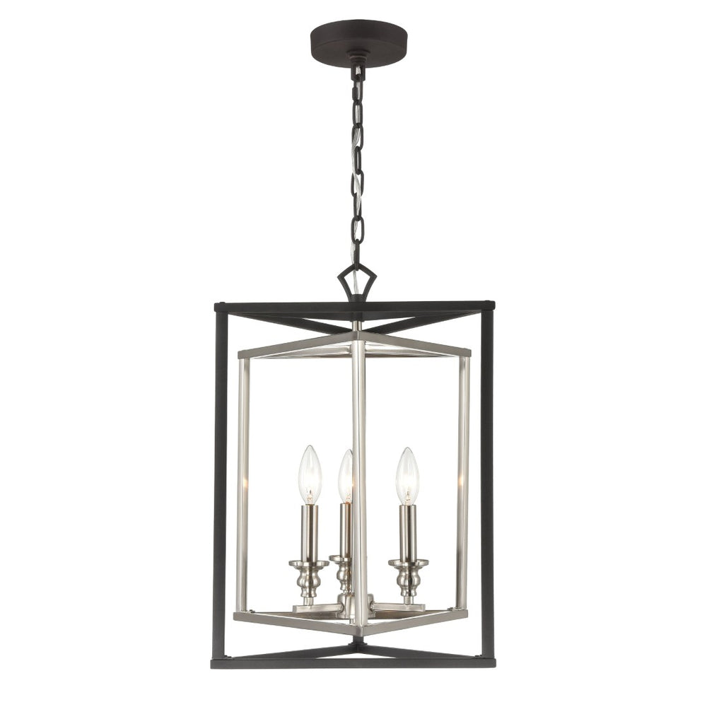 Atlas Salinger 3-Light Pendant Light - Bold Geometric Design with Satin Nickel Accents for Modern Spaces Charcoal 16'' CL11821-GY