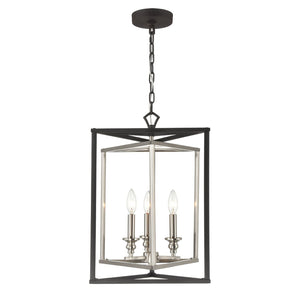 Atlas Salinger 3-Light Pendant Light - Bold Geometric Design with Satin Nickel Accents for Modern Spaces Charcoal 16'' CL11821-GY