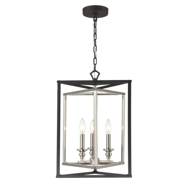 Atlas Salinger 3-Light Pendant Light - Bold Geometric Design with Satin Nickel Accents for Modern Spaces Charcoal 16'' CL11821-GY