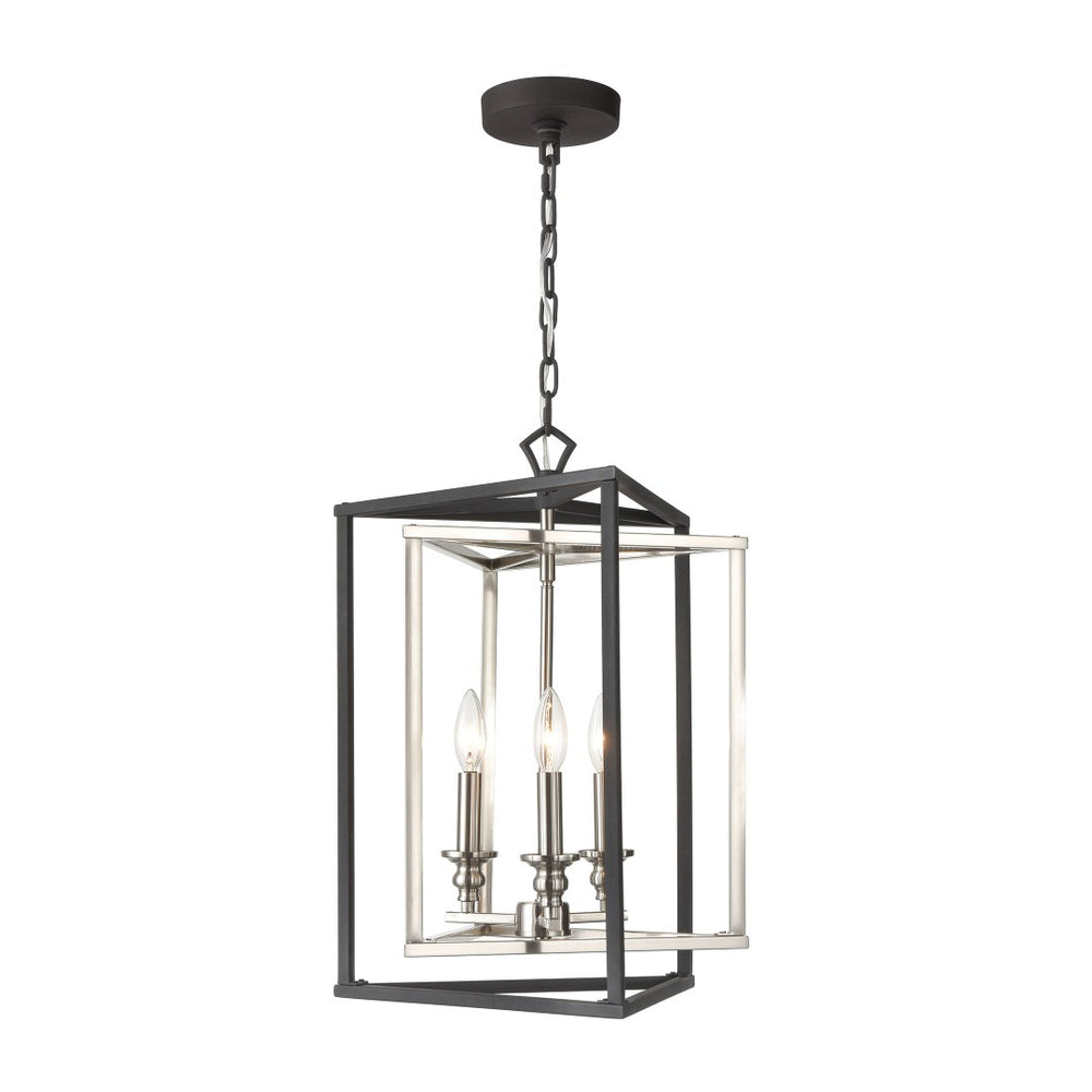 Atlas Salinger 3-Light Pendant Light - Bold Geometric Design with Satin Nickel Accents for Modern Spaces Charcoal 16'' CL11821-GY
