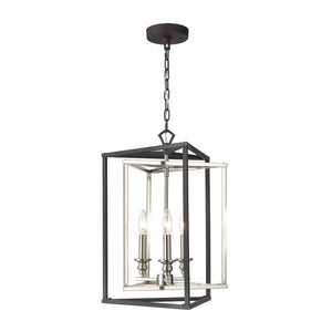 Atlas Salinger 3-Light Pendant Light - Bold Geometric Design with Satin Nickel Accents for Modern Spaces Charcoal 16'' CL11821-GY