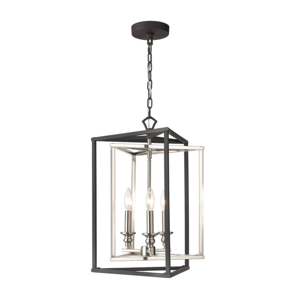 Atlas Salinger 3-Light Pendant Light - Bold Geometric Design with Satin Nickel Accents for Modern Spaces Charcoal 16'' CL11821-GY