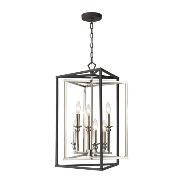Atlas Salinger 3-Light Pendant Light - Bold Geometric Design with Satin Nickel Accents for Modern Spaces Charcoal 19'' CL11822-GY