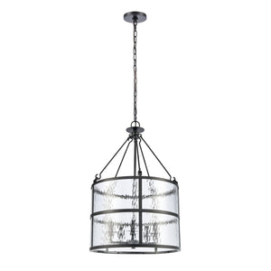 Atlas Solace 5-Light Pendant - 18” Wide Matte Black Fixture with Clear Ripple Glass for Modern Elegance CL11827-BK
