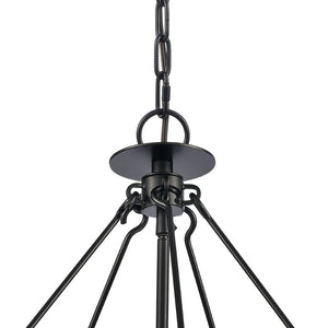 Atlas Solace 5-Light Pendant - 18” Wide Matte Black Fixture with Clear Ripple Glass for Modern Elegance CL11827-BK
