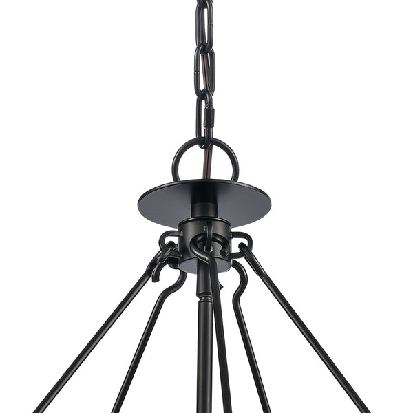 Atlas Solace 5-Light Pendant - 18” Wide Matte Black Fixture with Clear Ripple Glass for Modern Elegance CL11827-BK