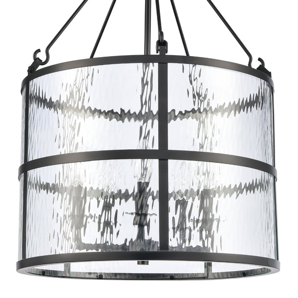 Atlas Solace 5-Light Pendant - 18” Wide Matte Black Fixture with Clear Ripple Glass for Modern Elegance CL11827-BK