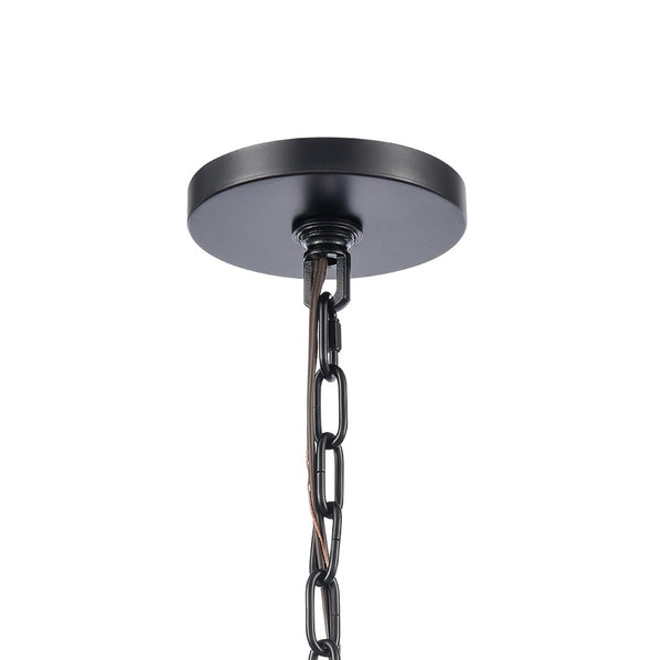 Atlas Solace 5-Light Pendant - 18” Wide Matte Black Fixture with Clear Ripple Glass for Modern Elegance CL11827-BK