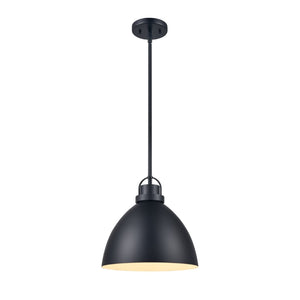 Atlas Somerville 12" Wide 1-Light Pendant in Matte Black – Stylish Urban Lighting for Any Space CL11828-BK1