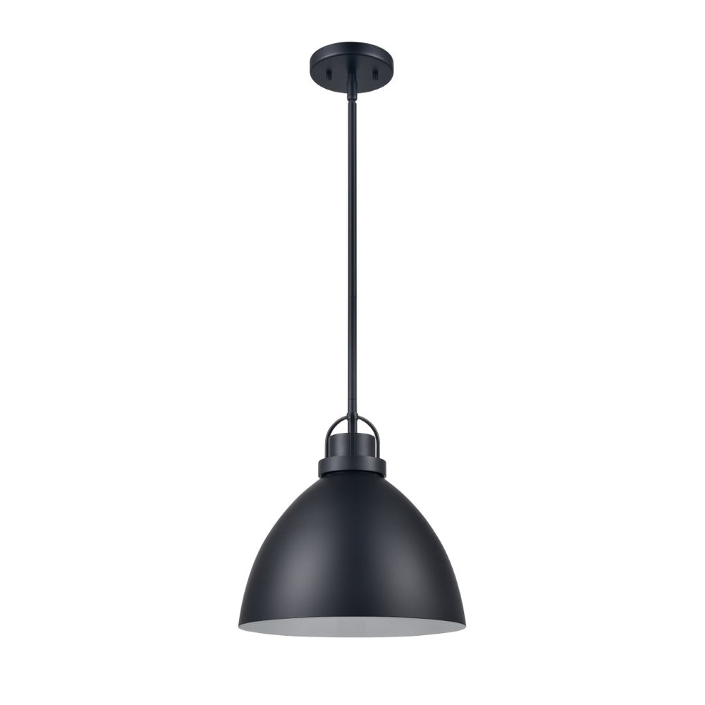 Atlas Somerville 12" Wide 1-Light Pendant in Matte Black – Stylish Urban Lighting for Any Space CL11828-BK1