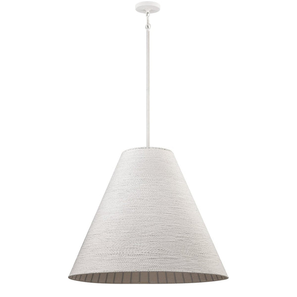 Atlas Sophie 3-Light Pendant - Artisan Braided Paper Rope Design for Modern Coastal Interiors White Coral 30'' CL11830-WH
