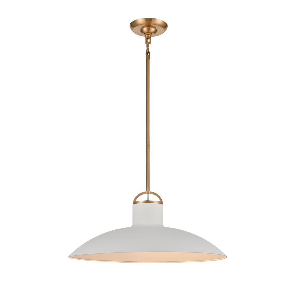 Atlas Surf Contemporary Coastal Pendant Light – Sleek Metal Shade for Modern Dining or Living Spaces Textured White 20'' CL11831-WH