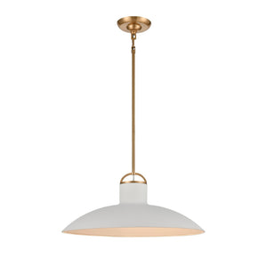 Atlas Surf Contemporary Coastal Pendant Light – Sleek Metal Shade for Modern Dining or Living Spaces Textured White 20'' CL11831-WH