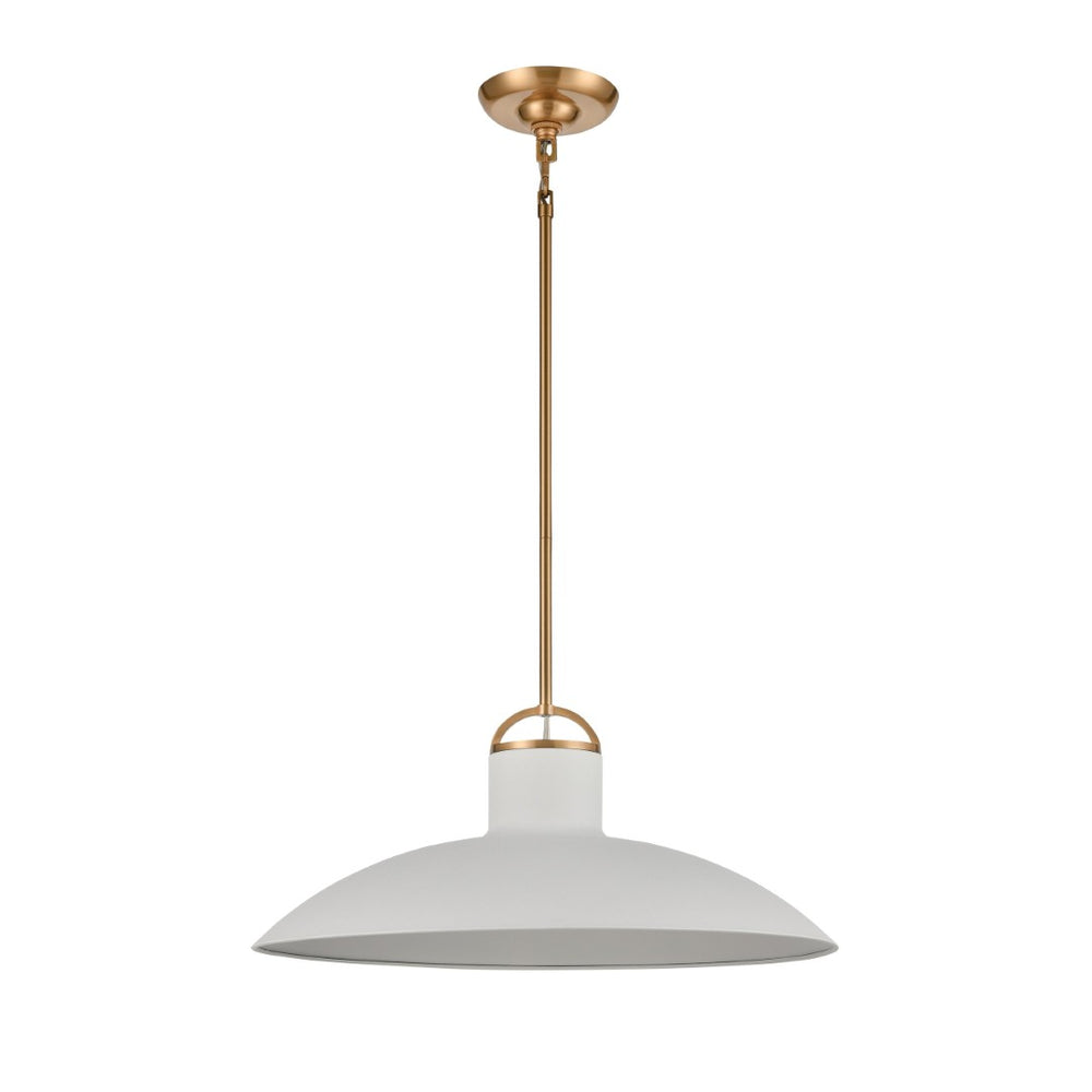 Atlas Surf Contemporary Coastal Pendant Light – Sleek Metal Shade for Modern Dining or Living Spaces Textured White 20'' CL11831-WH