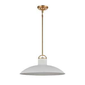 Atlas Surf Contemporary Coastal Pendant Light – Sleek Metal Shade for Modern Dining or Living Spaces Textured White 20'' CL11831-WH