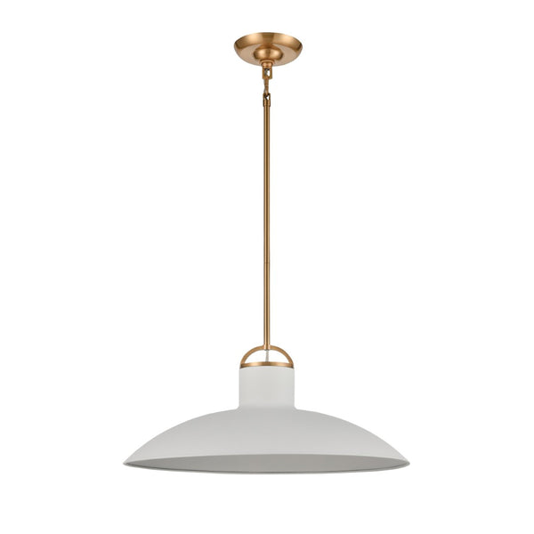 Atlas Surf Contemporary Coastal Pendant Light – Sleek Metal Shade for Modern Dining or Living Spaces Textured White 20'' CL11831-WH
