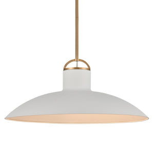 Atlas Surf Contemporary Coastal Pendant Light – Sleek Metal Shade for Modern Dining or Living Spaces Textured White 20'' CL11831-WH