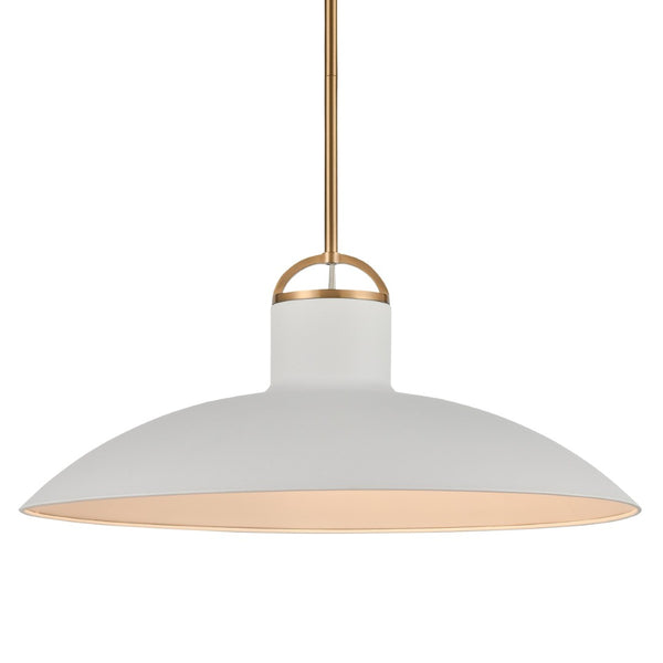 Atlas Surf Contemporary Coastal Pendant Light – Sleek Metal Shade for Modern Dining or Living Spaces Textured White 20'' CL11831-WH