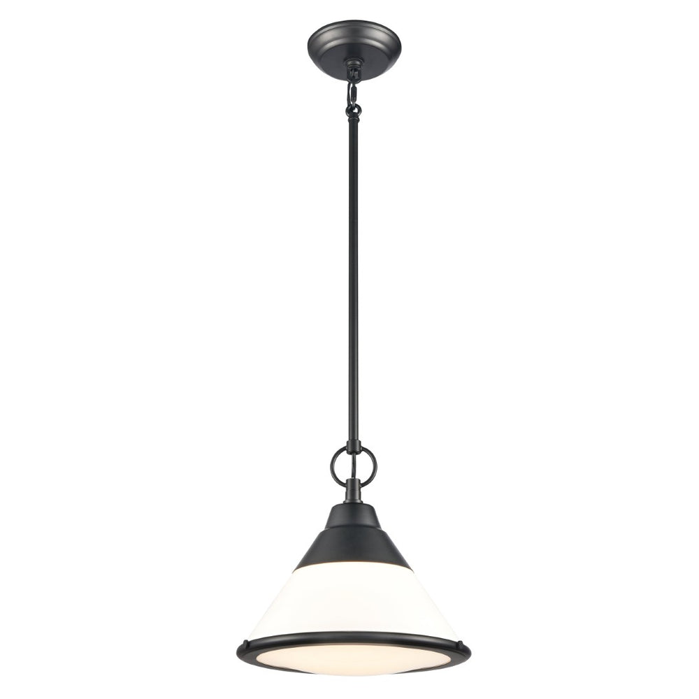 Atlas Sven 12" Wide Modern Nordic 1-Light Pendant – Stylish Fixture with Frosted Glass Diffuser for Homes Matte Black CL11832-BK