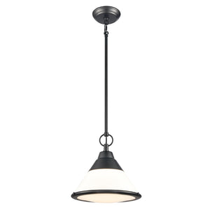 Atlas Sven 12" Wide Modern Nordic 1-Light Pendant – Stylish Fixture with Frosted Glass Diffuser for Homes Matte Black CL11832-BK
