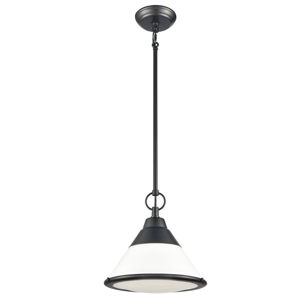 Atlas Sven 12" Wide Modern Nordic 1-Light Pendant – Stylish Fixture with Frosted Glass Diffuser for Homes Matte Black CL11832-BK