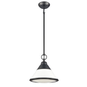Atlas Sven 12" Wide Modern Nordic 1-Light Pendant – Stylish Fixture with Frosted Glass Diffuser for Homes Matte Black CL11832-BK