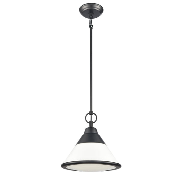 Atlas Sven 12" Wide Modern Nordic 1-Light Pendant – Stylish Fixture with Frosted Glass Diffuser for Homes Matte Black CL11832-BK