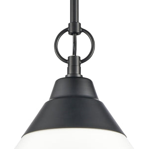 Atlas Sven 12" Wide Modern Nordic 1-Light Pendant – Stylish Fixture with Frosted Glass Diffuser for Homes Matte Black CL11832-BK