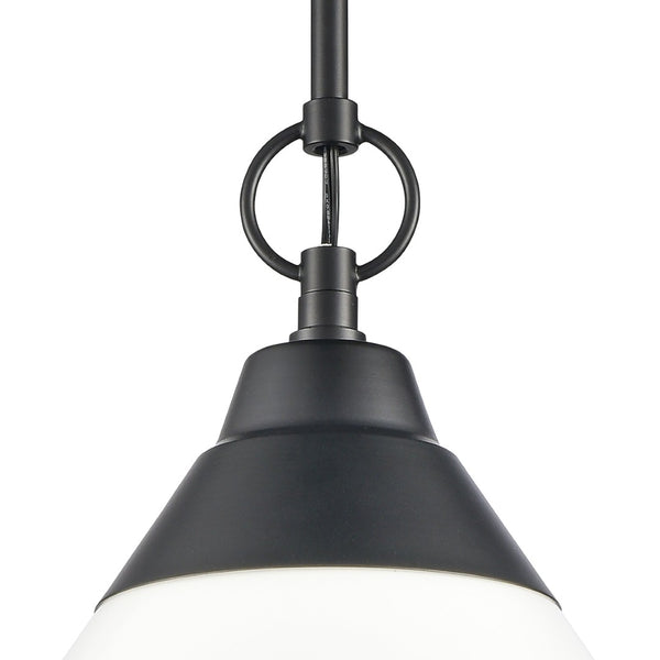 Atlas Sven 12" Wide Modern Nordic 1-Light Pendant – Stylish Fixture with Frosted Glass Diffuser for Homes Matte Black CL11832-BK