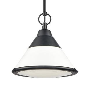 Atlas Sven 12" Wide Modern Nordic 1-Light Pendant – Stylish Fixture with Frosted Glass Diffuser for Homes Matte Black CL11832-BK