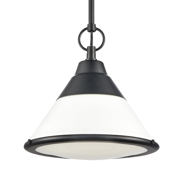 Atlas Sven 12" Wide Modern Nordic 1-Light Pendant – Stylish Fixture with Frosted Glass Diffuser for Homes Matte Black CL11832-BK