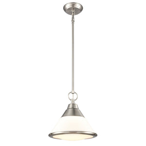 Atlas Sven 12" Wide Modern Nordic 1-Light Pendant – Stylish Fixture with Frosted Glass Diffuser for Homes Satin Nickel CL11832-NK
