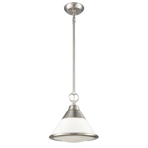 Atlas Sven 12" Wide Modern Nordic 1-Light Pendant – Stylish Fixture with Frosted Glass Diffuser for Homes Satin Nickel CL11832-NK