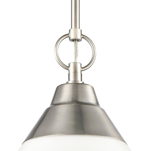 Atlas Sven 12" Wide Modern Nordic 1-Light Pendant – Stylish Fixture with Frosted Glass Diffuser for Homes Satin Nickel CL11832-NK