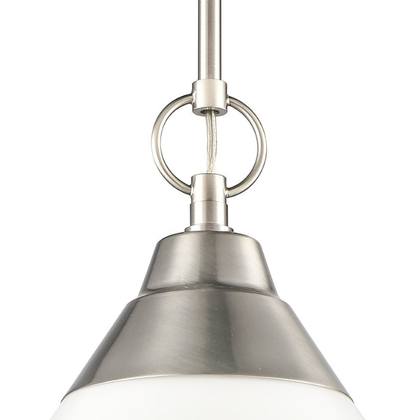 Atlas Sven 12" Wide Modern Nordic 1-Light Pendant – Stylish Fixture with Frosted Glass Diffuser for Homes Satin Nickel CL11832-NK