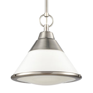 Atlas Sven 12" Wide Modern Nordic 1-Light Pendant – Stylish Fixture with Frosted Glass Diffuser for Homes Satin Nickel CL11832-NK