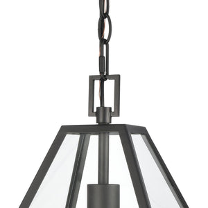 Atlas Tangent Modern 1-Light Pendant with Clear Glass Shade – Bold Metal Frame for Elegant Illumination Matte black 12'' CL11834-BK
