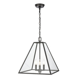 Atlas Tangent Modern 1-Light Pendant with Clear Glass Shade – Bold Metal Frame for Elegant Illumination Matte black 16'' CL11835-BK