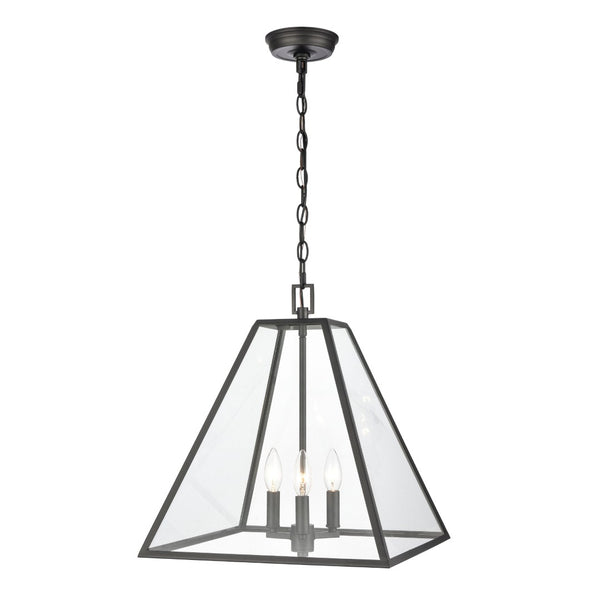 Atlas Tangent Modern 1-Light Pendant with Clear Glass Shade – Bold Metal Frame for Elegant Illumination Matte black 16'' CL11835-BK