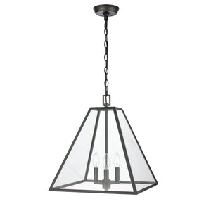 Atlas Tangent Modern 1-Light Pendant with Clear Glass Shade – Bold Metal Frame for Elegant Illumination Matte black 16'' CL11835-BK