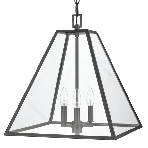 Atlas Tangent Modern 1-Light Pendant with Clear Glass Shade – Bold Metal Frame for Elegant Illumination Matte black 16'' CL11835-BK