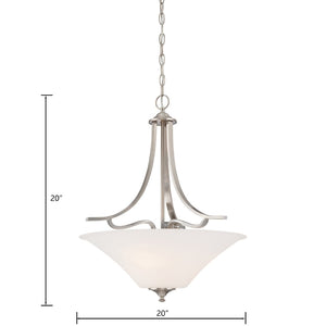 Atlas Treme 20" 3-Light Pendant - Transitional Design with Elegant Tulip Glass Shades for Stylish Spaces Brushed Nickel CL11837-NK