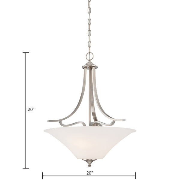 Atlas Treme 20" 3-Light Pendant - Transitional Design with Elegant Tulip Glass Shades for Stylish Spaces Brushed Nickel CL11837-NK