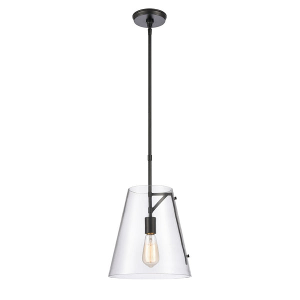 Atlas Trustle 11'' Wide 1-Light Pendant - Modern-Industrial Design for Stunning Ambient Illumination Matte Black CL11839-BK